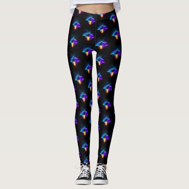 Neon Firefly on black Leggings (Front)