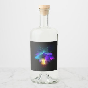Neon Firefly on black Liquor Bottle Label