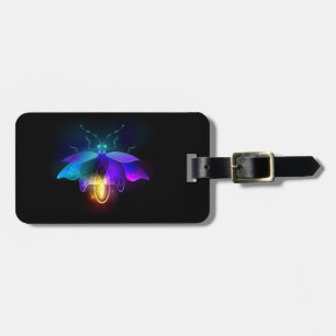 Neon Firefly on black Luggage Tag