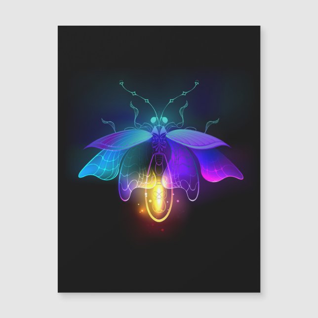 Neon Firefly on black Magnetic Invitation (Front)