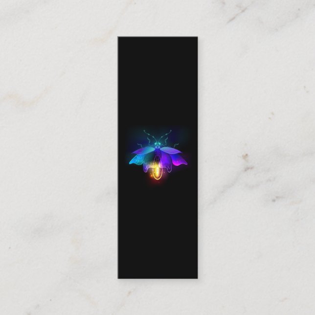 Neon Firefly on black Mini Business Card (Front)