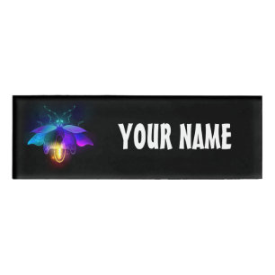 Neon Firefly on black Name Tag