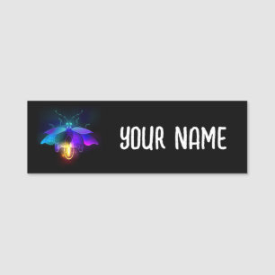 Neon Firefly on black Name Tag