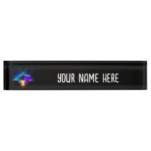 Neon Firefly on black Nameplate
