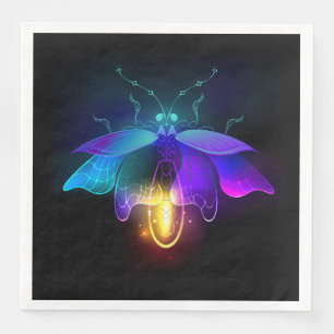 Neon Firefly on black Napkin