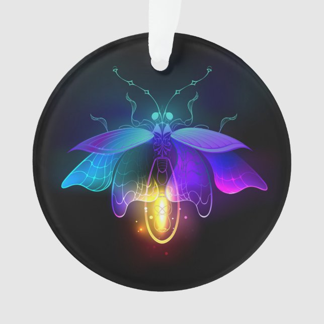 Neon Firefly on black Ornament (Front)
