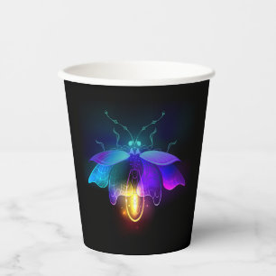 Neon Firefly on black Paper Cups