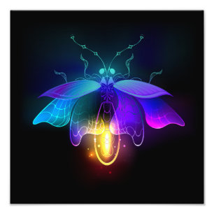 Neon Firefly on black Photo Print
