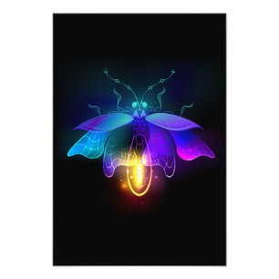 Neon Firefly on black Photo Print
