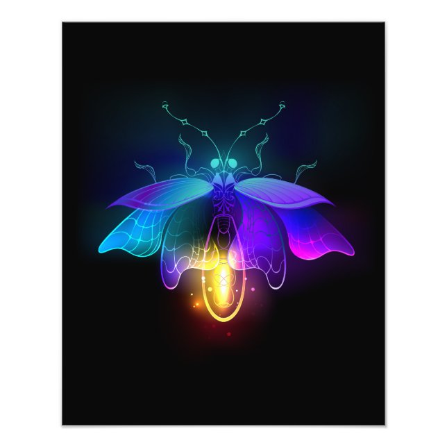 Neon Firefly on black Photo Print (Front)