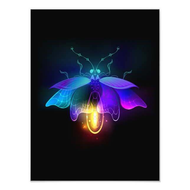 Neon Firefly on black Photo Print (Front)