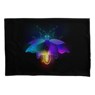 Neon Firefly on black Pillowcase