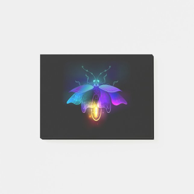 Neon Firefly on black Post-it Notes (Front)