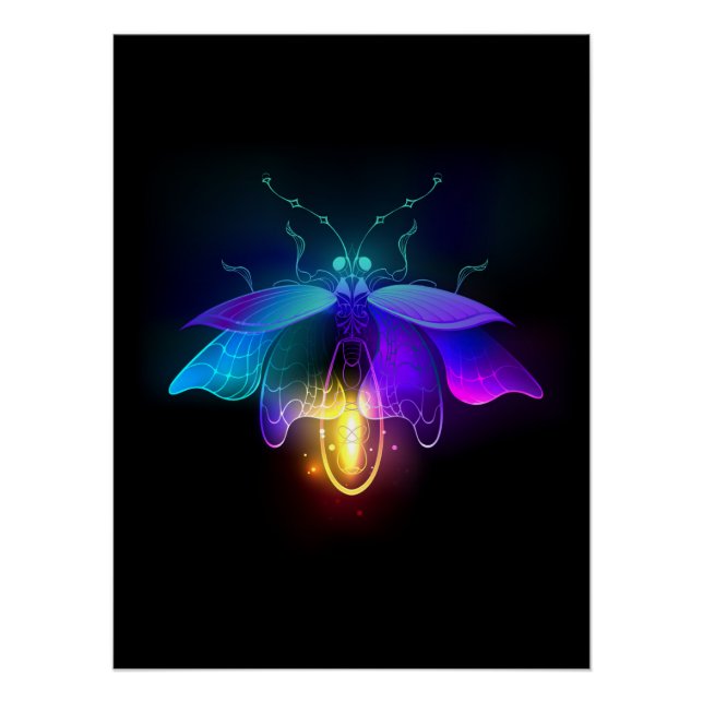 Neon Firefly on black Poster (Front)