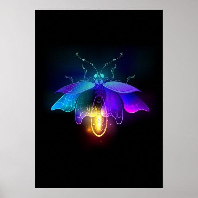 Neon Firefly on black Poster (Front)