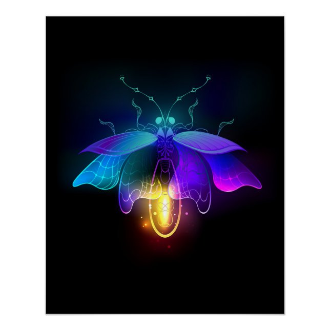 Neon Firefly on black Poster (Front)
