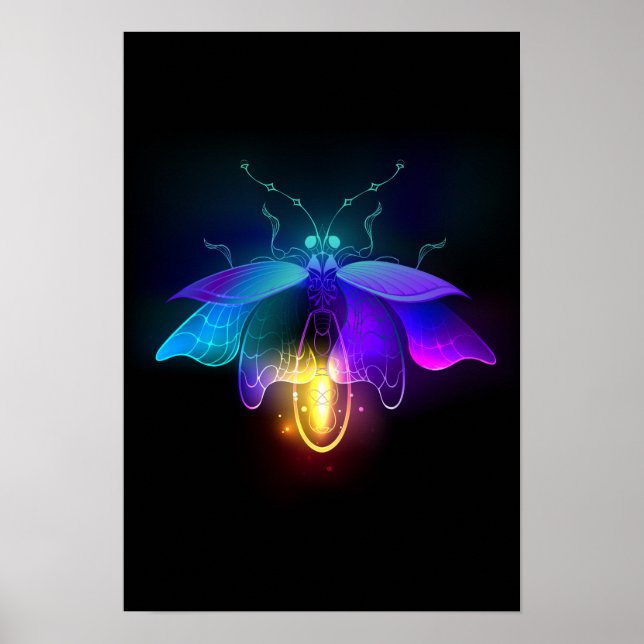 Neon Firefly on black Poster (Front)