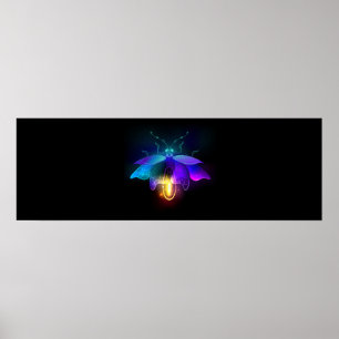 Neon Firefly on black Poster