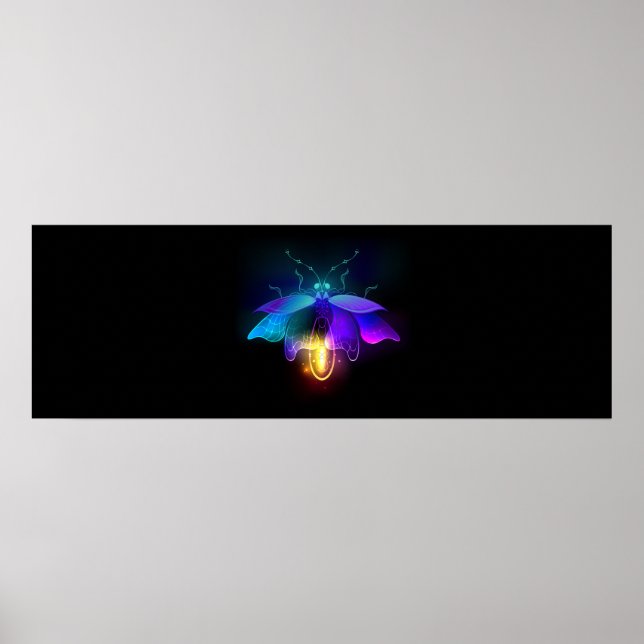 Neon Firefly on black Poster (Front)
