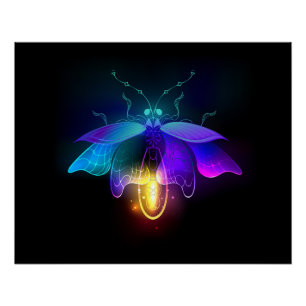 Neon Firefly on black Poster