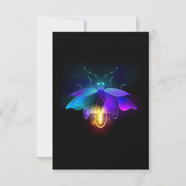 Neon Firefly on black Save The Date (Front)