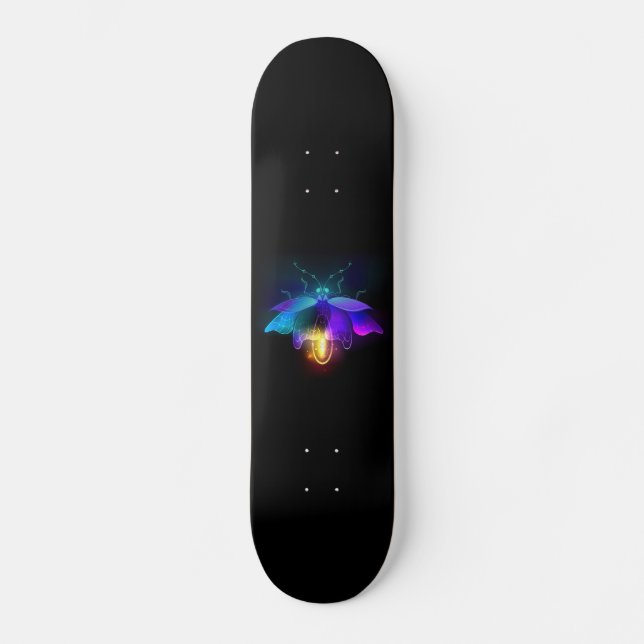 Neon Firefly on black Skateboard (Front)