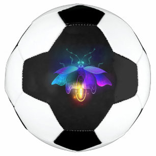 Neon Firefly on black Soccer Ball