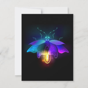 Neon Firefly on black Thank You Card