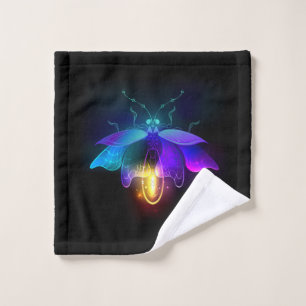 Neon Firefly on black Wash Cloth