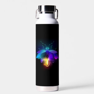 Neon Firefly on black Water Bottle