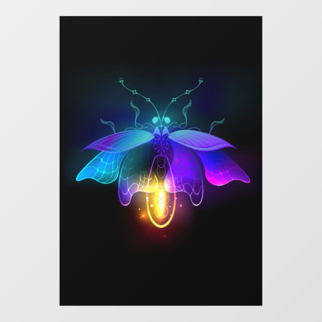 Neon Firefly on black Window Cling (Sheet)