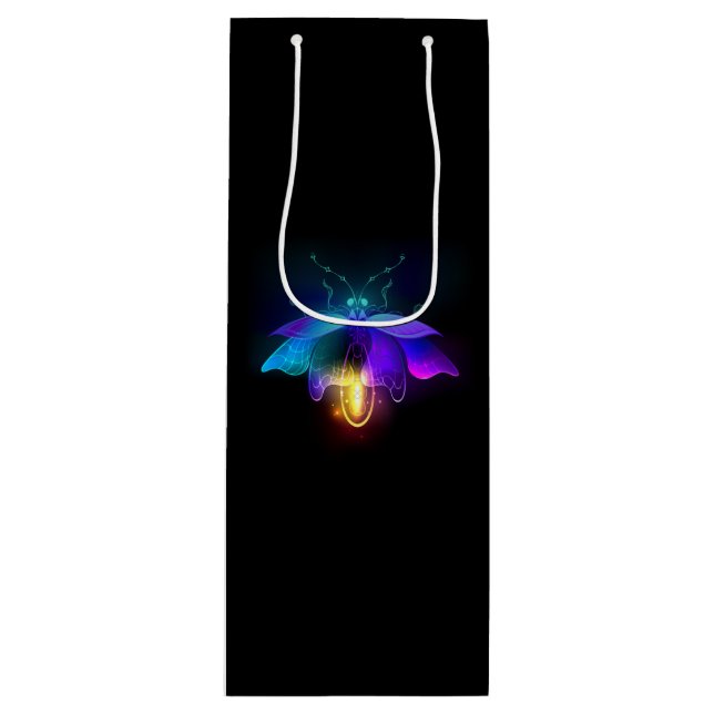 Neon Firefly on black Wine Gift Bag (Front)