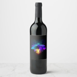 Neon Firefly on black Wine Label