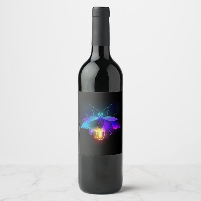 Neon Firefly on black Wine Label (Front)