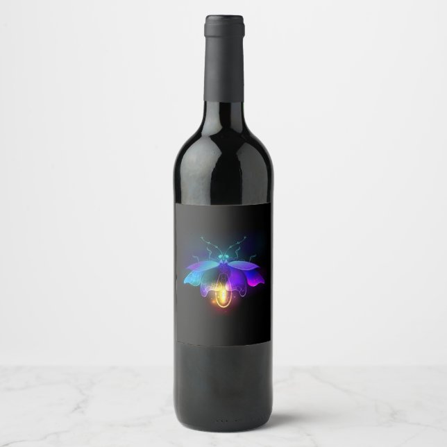 Neon Firefly on black Wine Label (Front)