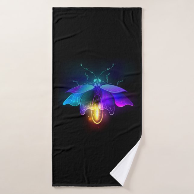 Neon Firefly sur noir (Serviette de bain)