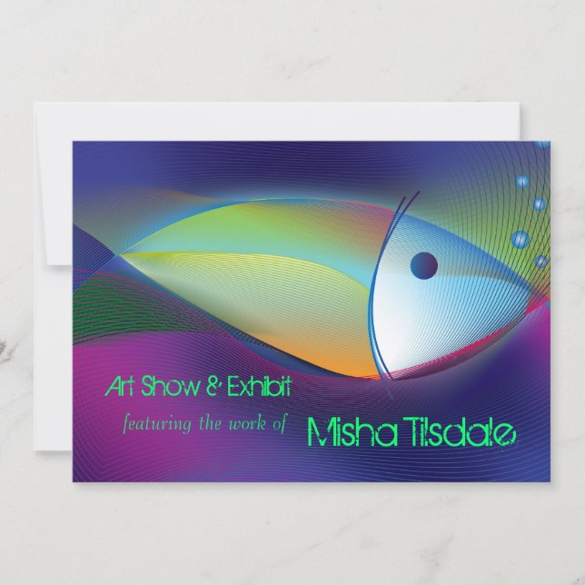 Neon Fish Art Gallery Art Show Exhibit Invitations (Front)