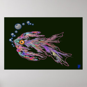 neon fish poster