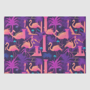 Neon Flamingo Palm Trees Vaporwave Aesthetic  Tissue Paper