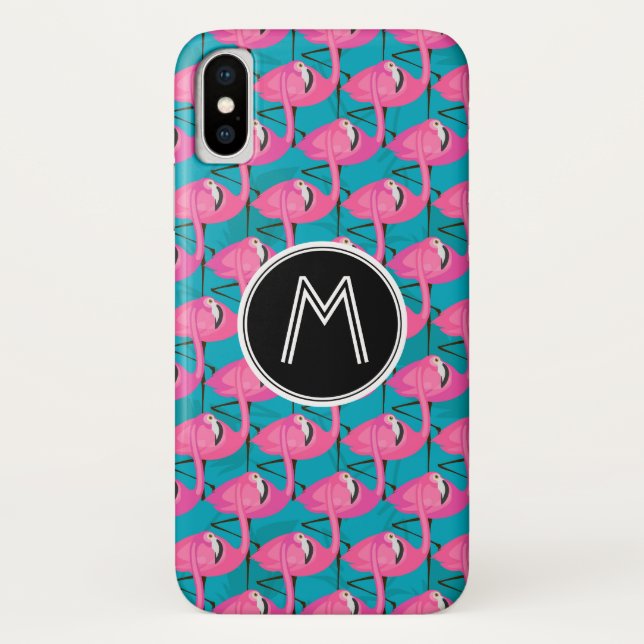 Neon Flamingos | Add Your Initial Case-Mate iPhone Case (Back)