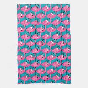 Neon Flamingos Kitchen Towel