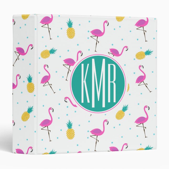 Neon Flamingos | Monogram Binder (Front/Spine)