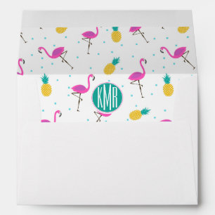 Neon Flamingos Monogram Envelopes