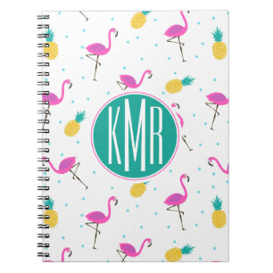 Neon Flamingos Monogram Notebook