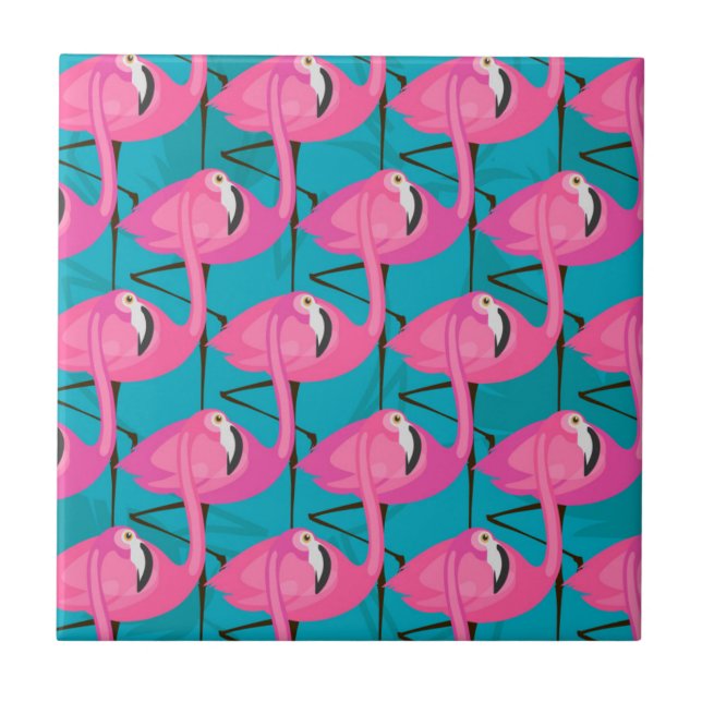 Neon Flamingos Tile (Front)