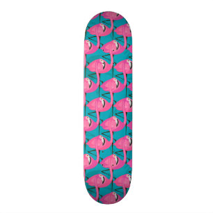 Neon Flamingos Two Skateboard