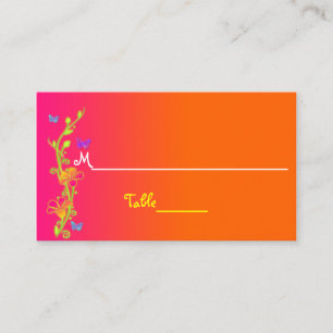 Neon Floral, Butterflies Place Card & Favour Tag