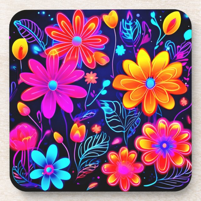 Neon Floral Fantasy Coaster (Front)