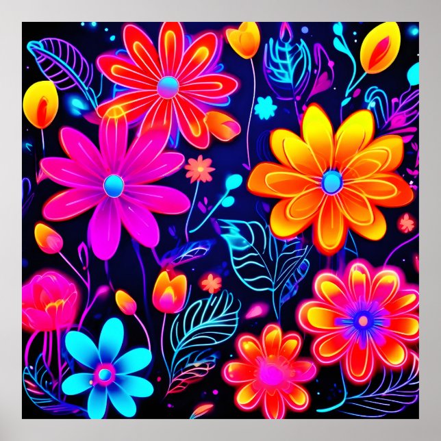 Neon Floral Fantasy Poster (Front)