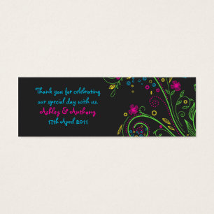 Neon Floral Wedding Favour Tags